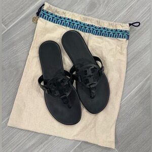 Authentic Tory Burch Miller Soft Sandals - Perfect Black